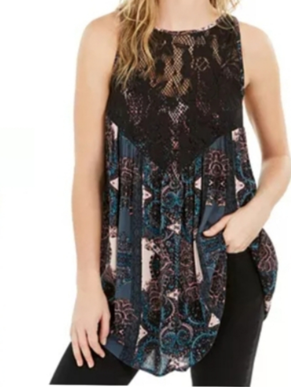 Free People Count Me In Trapeze Mini Tunic Dress Fairycore